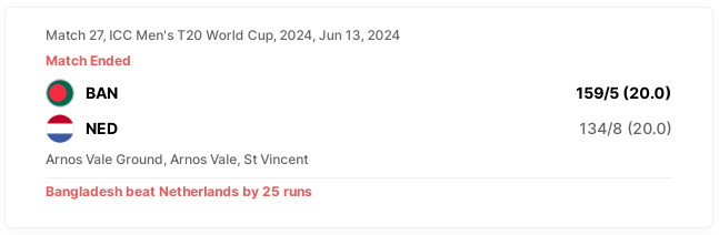 Bangladesh vs Netherlands