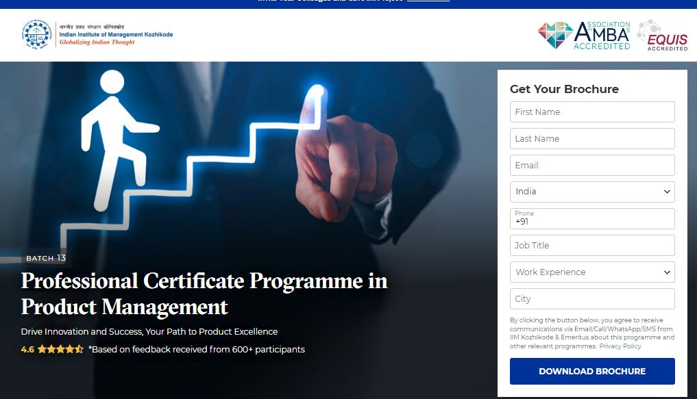 Indian Institute of Management Kozhikode's Professional Certificate Programme in Product Management